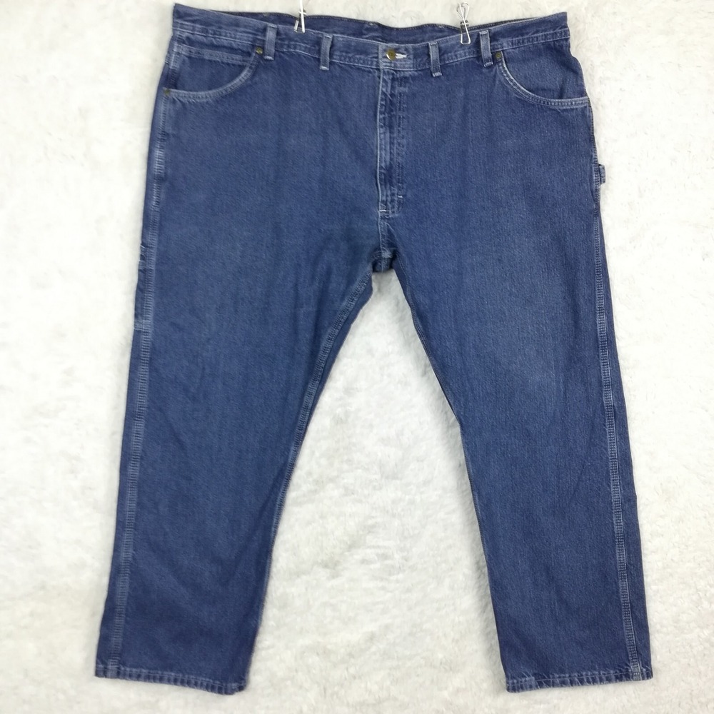 Key Mens Jeans‎ Carpenter Blue Denim Workwear Medium Wash Straight Leg 50x30